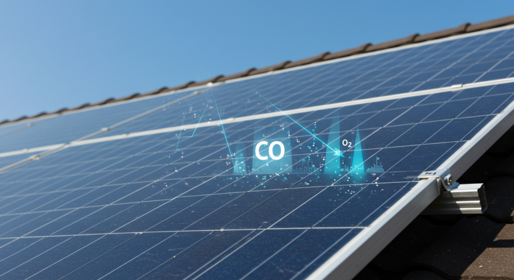 Solar panel system on a commercial building switching to solar power